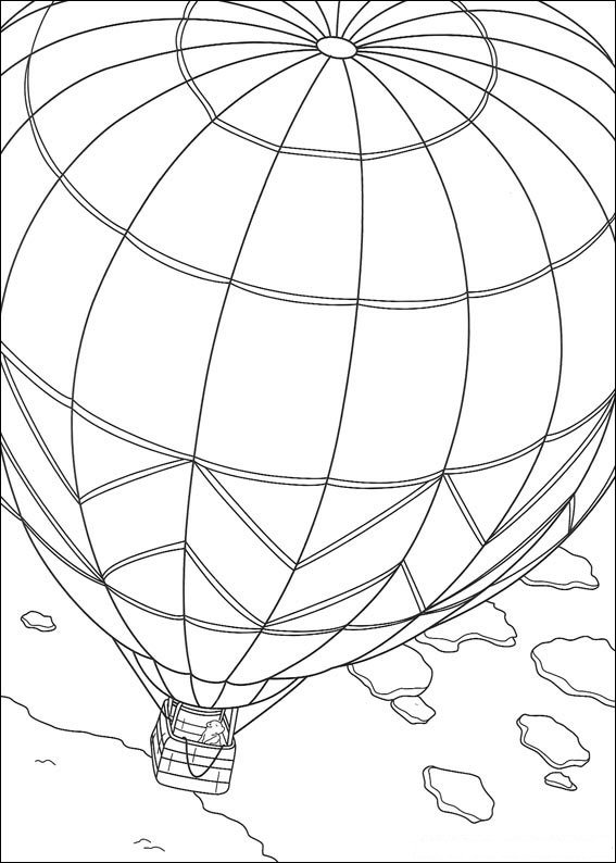 Print Kleine ijsbeer in luchtballon kleurplaat